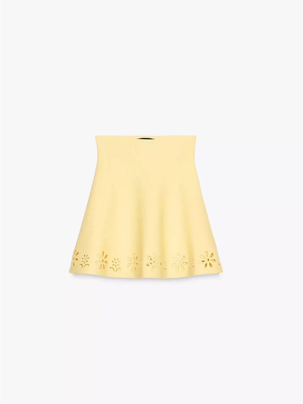 Zara NWT Eyelet Embroidered Knit Mini Skirt in butter yellow high waisted